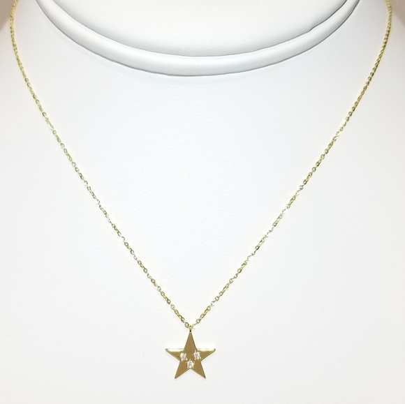 NEW Dainty 925 Silver Pave CZ Star Necklace - Picture 5 of 6